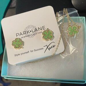 Park Lane - Lucky - green shamrocks set in gold earrings & necklace - SOLD OUT